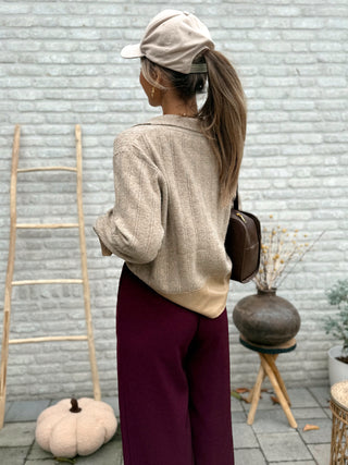 Detailed Polo Knit / Taupe