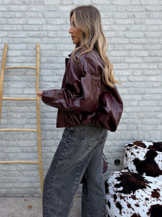Oversized Leather Jacket / Bordeaux