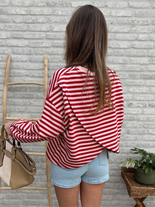 Casual Striped Top / Pink-Red