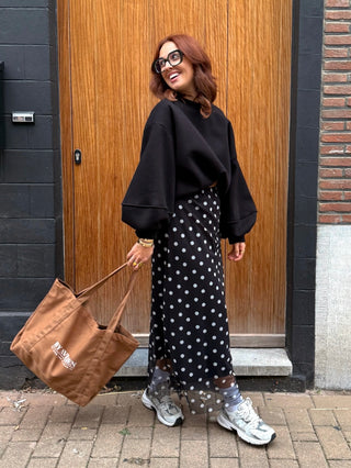 Polka Mesh Skirt / Black & White