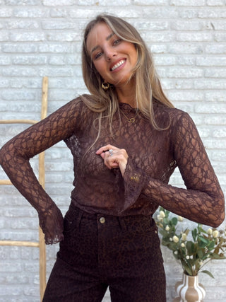 Sheer Lace Longsleeve / Brown