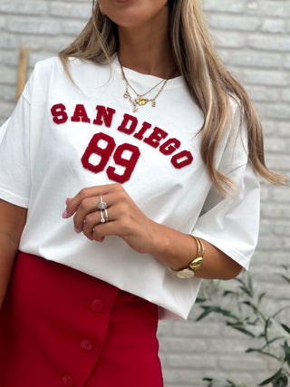 San Diego Tee / White-Red