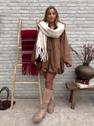 Balloon Shirt Dress / Camel