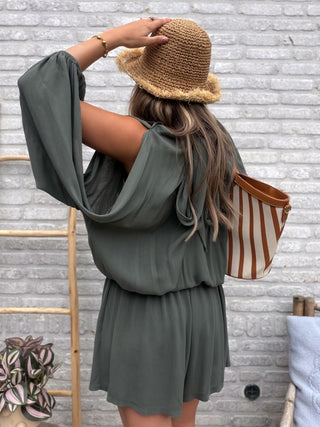 Plissé Playsuit / Khaki