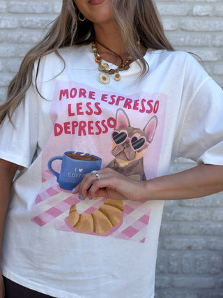 More Espresso Graphic Tee / White-Pink