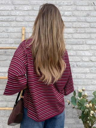 Retro Stripe Tee / Bordeaux