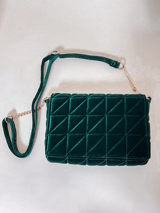Velvet Shoulder Bag / Dark Green