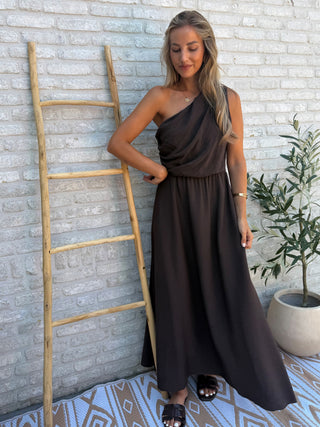 One Shoulder Dress / Brown