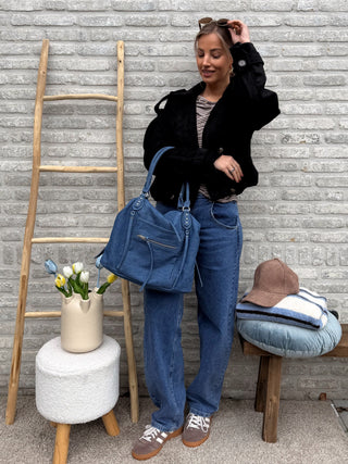 Striped Long Sleeve Top / Taupe-Wit