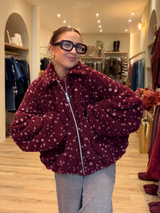 Oversized Teddy Jacket / Burgundy