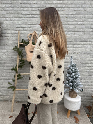 Heart Teddy Coat / Cream
