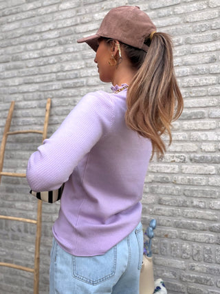 Ribbed Longsleeve Top / Lila