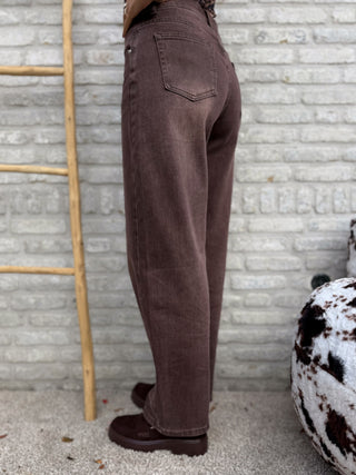 Relaxed Straight Jeans / Washed Brown