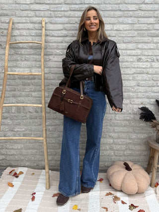 Laqué Bomber Jacket / Dark Chocolate