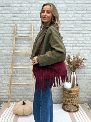 Suede Bomber Jacket / Khaki