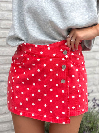 Polka Skort / Red