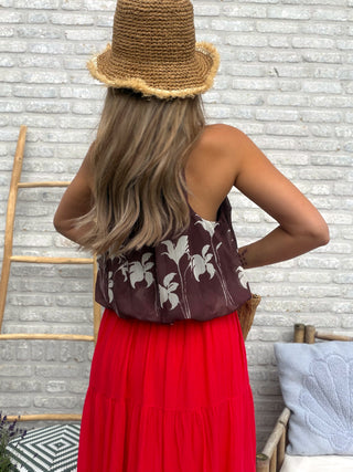 Floral Halter Top / Brown
