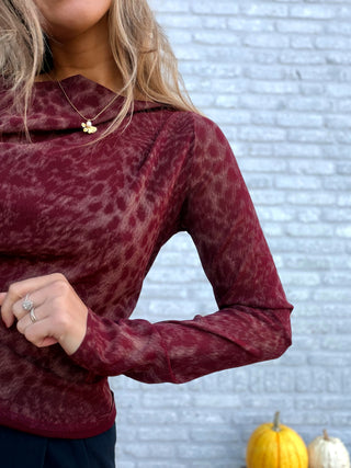Leopard Mesh Top / Bordeaux