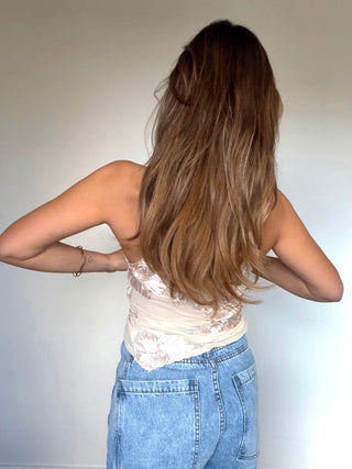 Floral Mesh Top / Beige