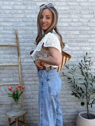 Lace Ruffle Top / White