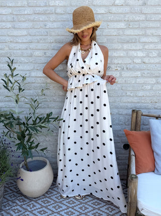 Polka Dream Two Piece Set / White-Black