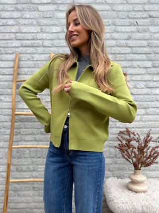 Casual Zip Knit / Olive Green