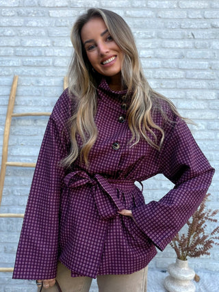 Checked Blazer Jacket / Bordeaux