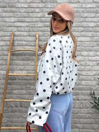 Polka Dot Multi-Way Jacket / White