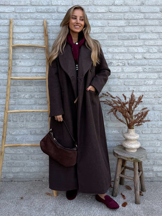 Long Assymetric Coat / Brown