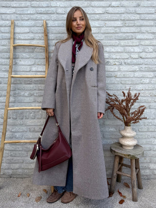 Long Assymetric Coat / Taupe