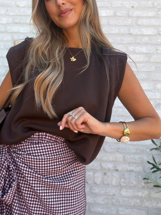 Sleeveless Shoulder Top / Brown