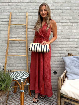 Detailed Open Back Dress / Terracotta