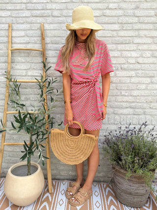 Stripe Tee Dress / Red-White