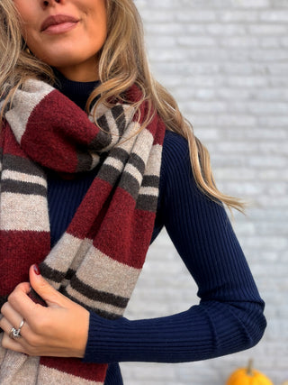Striped Knit Scarf / Bordeaux-Taupe
