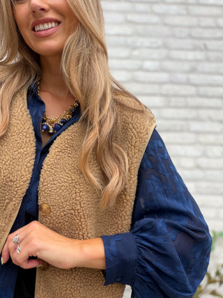 Sheer Detailed Blouse / Blue