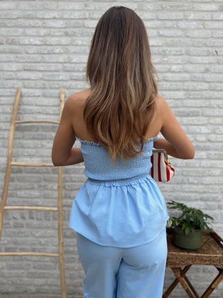 Smocked Peplum Top / Blue