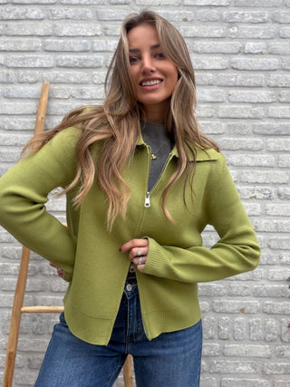 Casual Zip Knit / Olive Green