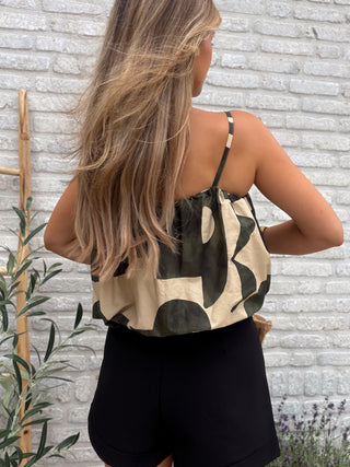 Flow Print Top / Khaki-Beige
