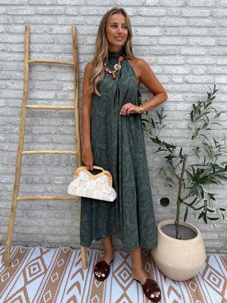 Paisley Halter Dress / Khaki