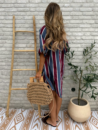 Stripe Midi Dress / Blue-Bordeaux