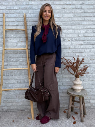 Shoulder Detailed Blouse / Dark Blue
