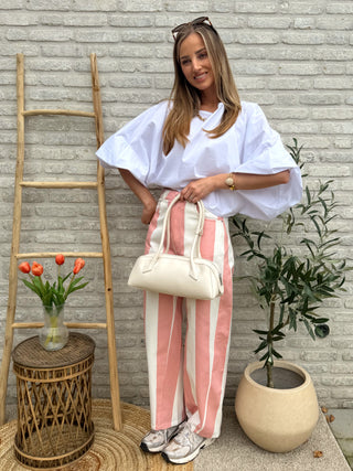 Candy Stripe Balloon Pants / Pink-White