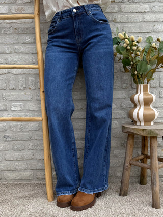 Mid Waist Stretch Jeans / Blue