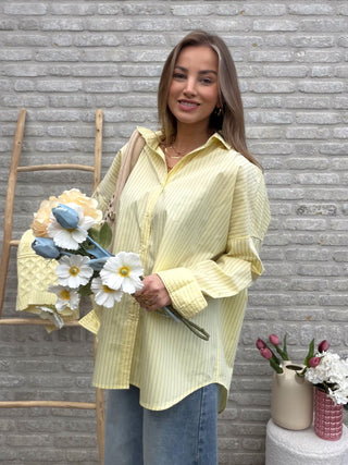 Soft Oversized Stripe Shirt / Yellow