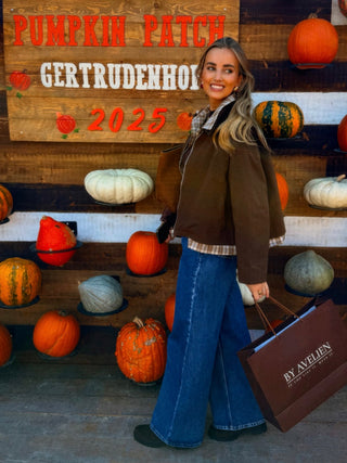 Jacket with Checked Collar / Brown