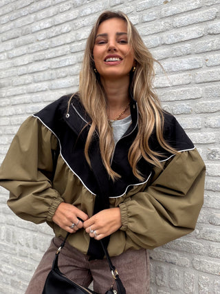 Contrast Jacket / Khaki-Black