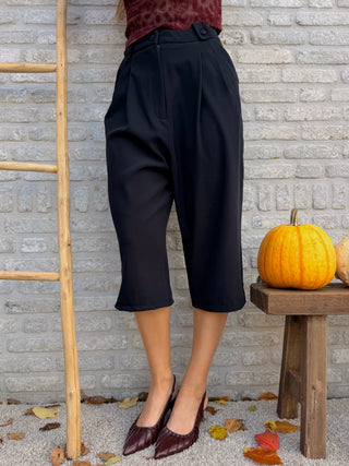 Relaxed Cropped Pants / Navy Blue