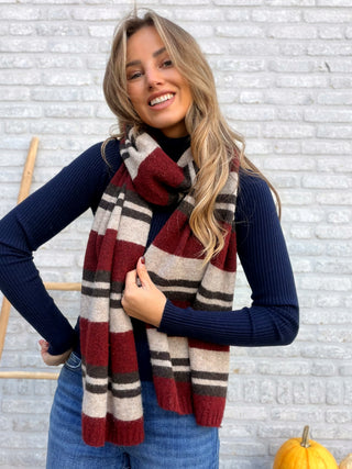 Striped Knit Scarf / Bordeaux-Taupe