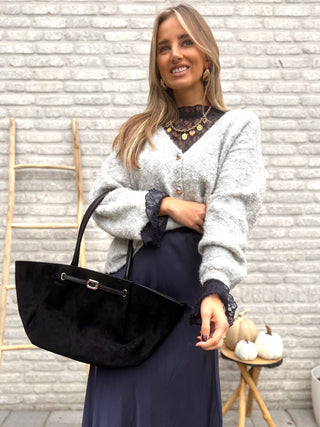 Cozy Button Cardigan / Light Grey