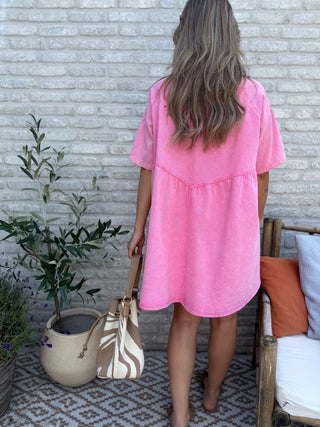 Sunset Denim Dress / Pink